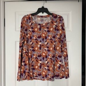 LOGO by Lori Goldstein Floral Blouse - Orange and Purple